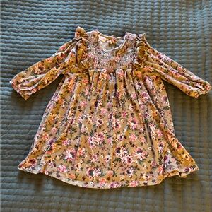 Bonnie Jean Floral Dress - Pink and Brown